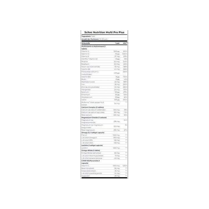 Vitaminų ir mineralų kompleksas Scitec Multi Pro Plus 30 pakuočių
