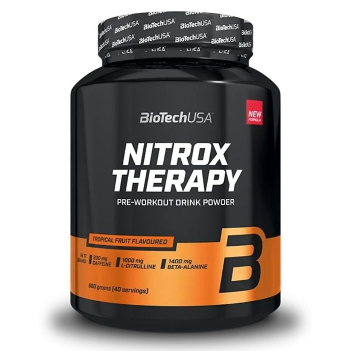 Treniruočių booster BioTechUSA NitroX Therapy 680 g, tropinių vaisių skonio