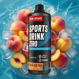 Elektrolitų gėrimo koncentratas Body Attack Sports Drink Zero 1000 ml, persikų ir ledinės arbatos skonio