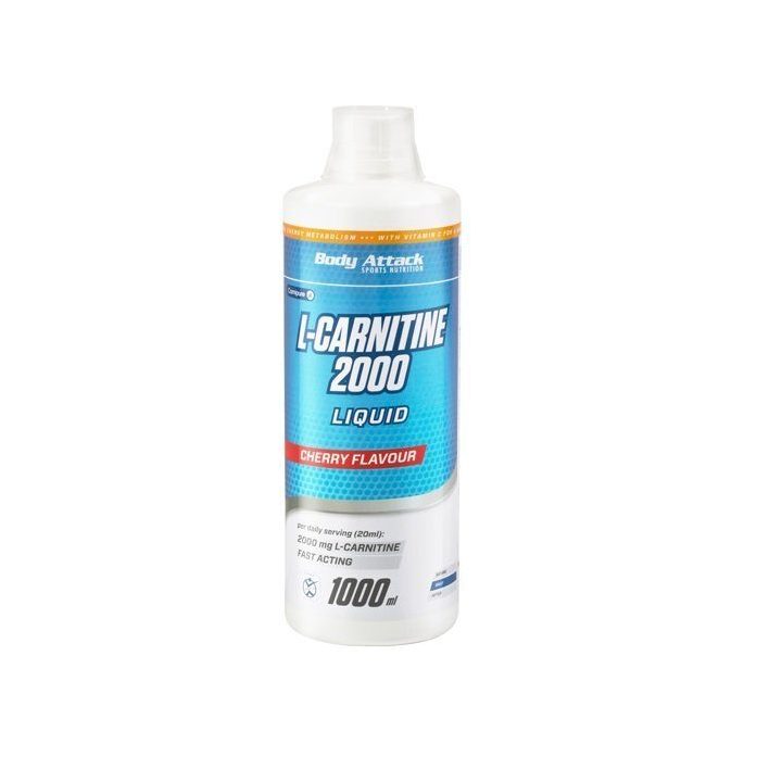 L-karnitino skystis Body Attack L-Carnitine Liquid 2000 1000 ml, vyšnių skonio