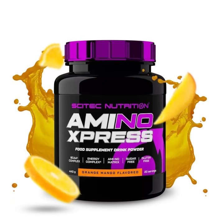 Amino rūgštys Scitec Nutrition Ami-NO Xpress 440 g, apelsinų ir mangų skonio