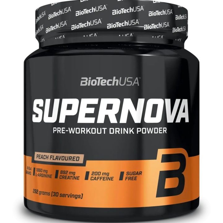 Pre-workout treniruočių booster BioTechUSA Supernova 282 g, persikų skonio