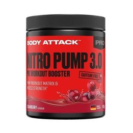 Treniruočių booster Body Attack Nitro Pump 3.0 400 g, spanguolių skonio