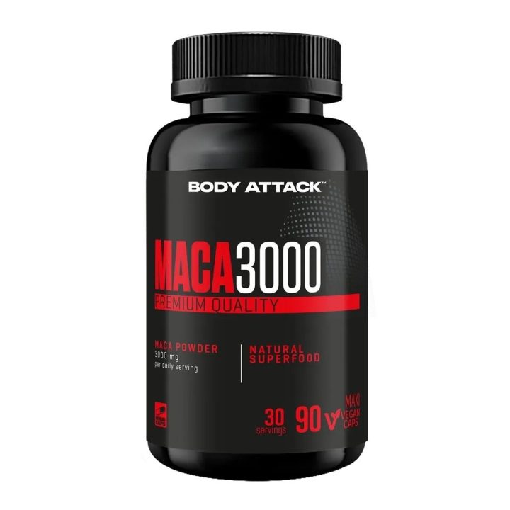 Maca kapsulės Body Attack Maca 3000 90 kapsulių