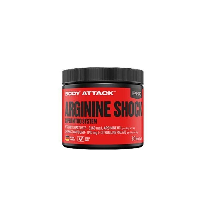 Aminorūgščių kapsulės Body Attack Arginine Shock 80 kapsulių