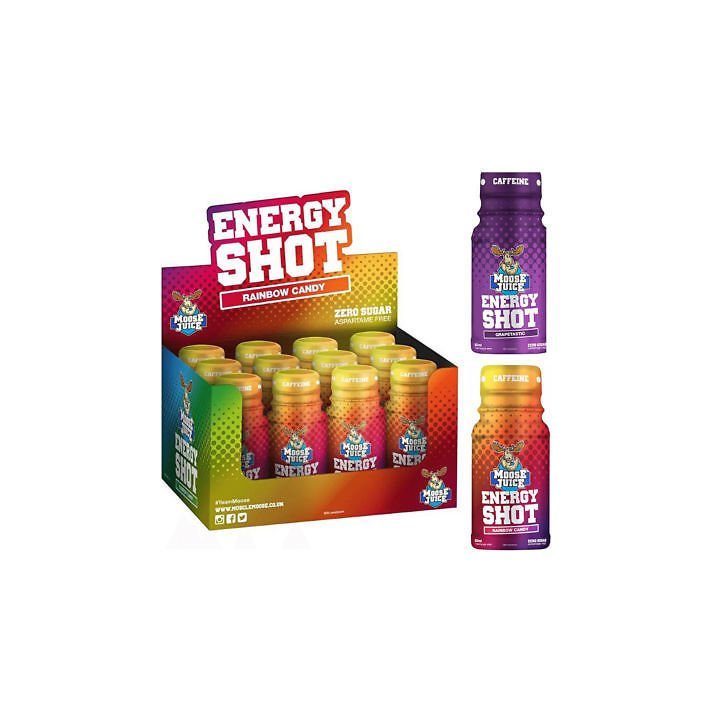Pre-workout shot Muscle Moose Energy Shot 12 × 60 ml, guminukų skonio
