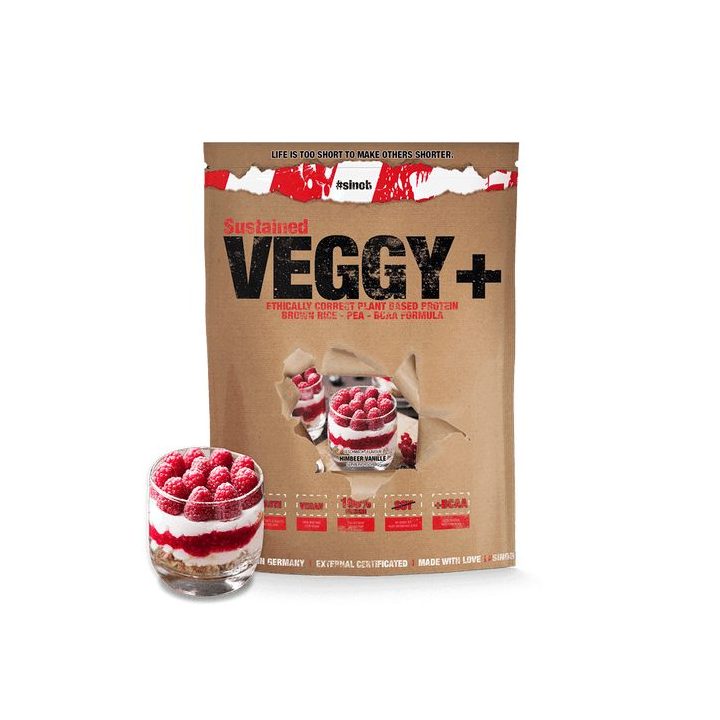 Augaliniai baltymų milteliai Sinob VEGGY+ VEGAN PROTEIN 900 g, vanilės sausainio skonio