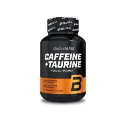 Treniruočių booster kapsulės BioTech Caffeine + Taurine 60 kapsulių