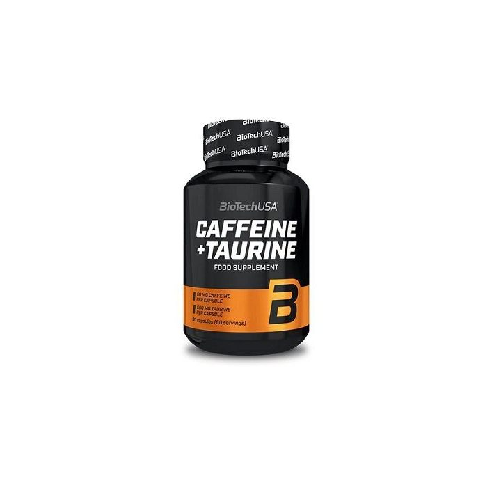 Treniruočių booster kapsulės BioTech Caffeine + Taurine 60 kapsulių