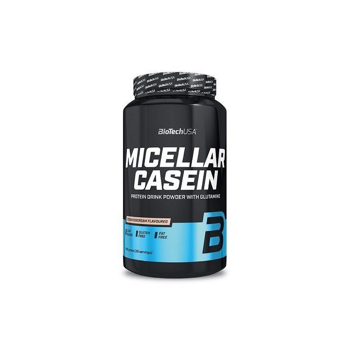 Kazeino baltymai BioTechUSA Micellar Casein 908 g, sausainių ir grietinėlės skonio