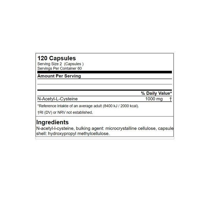 NAC N-acetil-L-cisteino kapsulės GN Genetic Nutrition 120 kapsulių