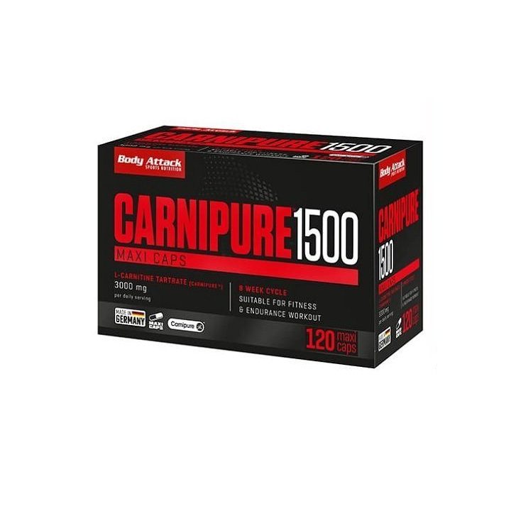 L-karnitino tartrato kapsulės Body Attack Carnipure 1500, 120 kapsulių