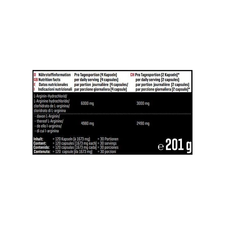L-arginino kapsulės Body Attack L-Arginin 1500 120 kapsulių