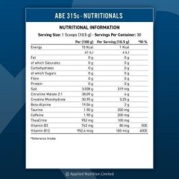 Treniruočių booster Applied Nutrition A.B.E Ultimate Pre 315 g