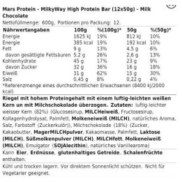 Baltyminis batonėlis Mars Protein MilkyWay High Protein 12 × 50 g, pieniško šokolado skonio