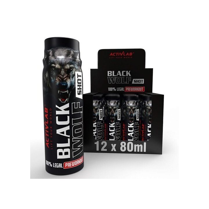Pre-workout shot Activlab Black Wolf 12 × 80 ml, miško uogų skonio