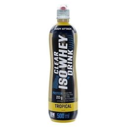 Baltyminis gėrimas Body Attack Clear Iso Whey Drink 12 × 500 ml, tropinių vaisių skonio