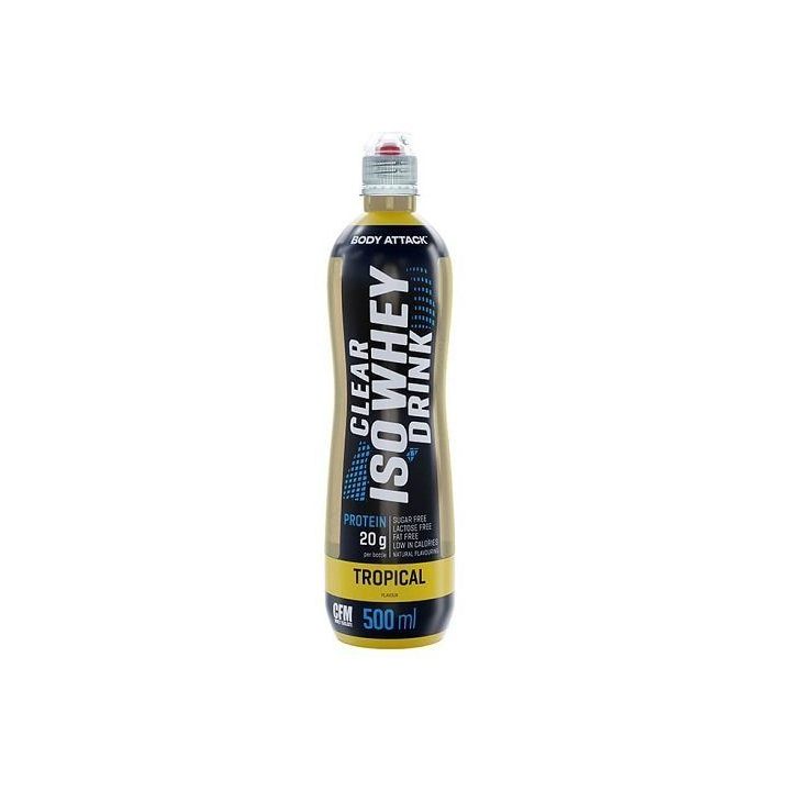 Baltyminis gėrimas Body Attack Clear Iso Whey Drink 12 × 500 ml, tropinių vaisių skonio