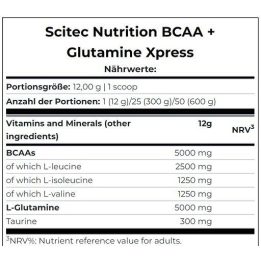BCAA ir glutamino milteliai Scitec Nutrition BCAA + Glutamine Xpress 600 g