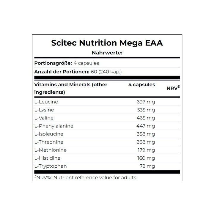EAA kapsulės Scitec Nutrition Mega EAA 240 kapsulių