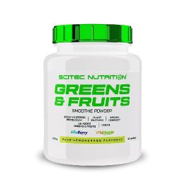 Vitaminų ir mineralų mišinys Scitec Greens & Fruits 600 g, kriaušių ir citrinžolės skonio
