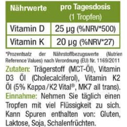 Vitaminas D3 + K2 lašai Sinob 10 ml