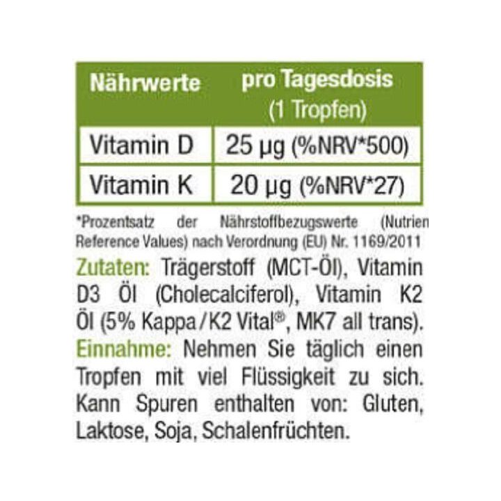 Vitaminas D3 + K2 lašai Sinob 10 ml