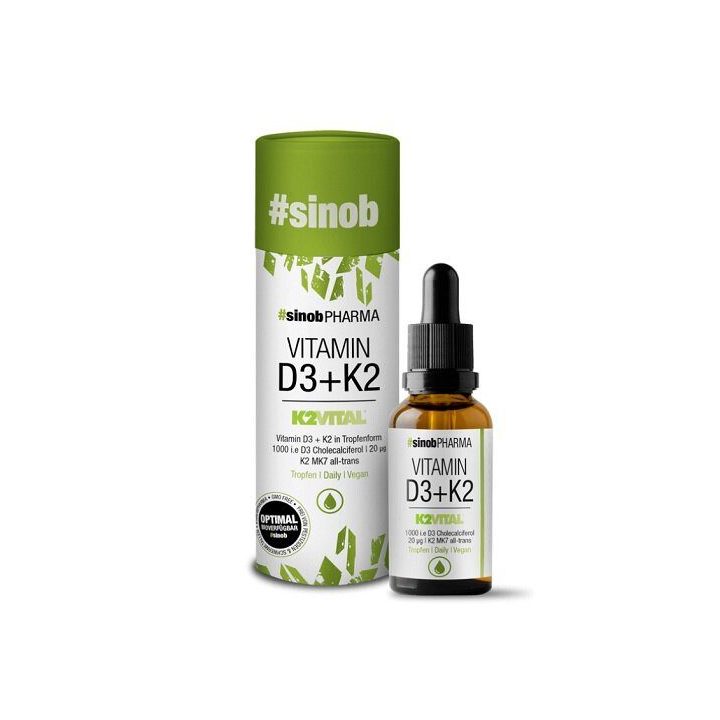 Vitaminas D3 + K2 lašai Sinob 10 ml