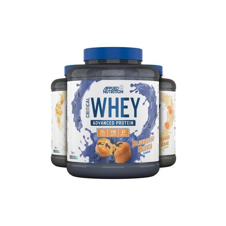 Išrūgų baltymų milteliai Applied Nutrition Critical Whey 150 g, mėlynių keksiukų skonio