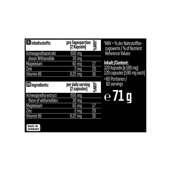 Ashwagandha kapsulės Body Attack KSM-66 120 kapsulių
