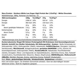 Baltyminis batonėlis Snickers White Low Sugar High Protein 12 × 57 g, baltojo šokolado skonio