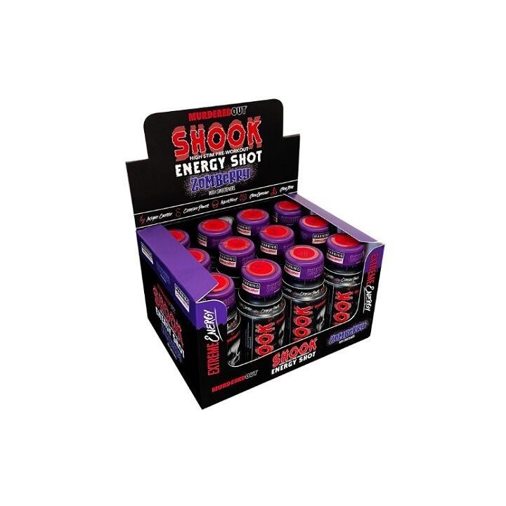 Pre-workout shot Best Nutrition SHOOK 12 × 60 ml, mėlynių aviečių skonio
