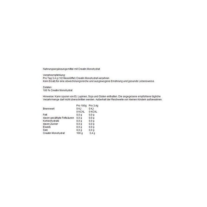 Kreatino monohidrato milteliai NNT Creatin Monohydrat 500 g