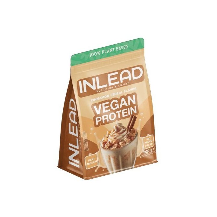 Augaliniai baltymų milteliai INLEAD Vegan Protein 500 g, cinamoninių dribsnių skonio