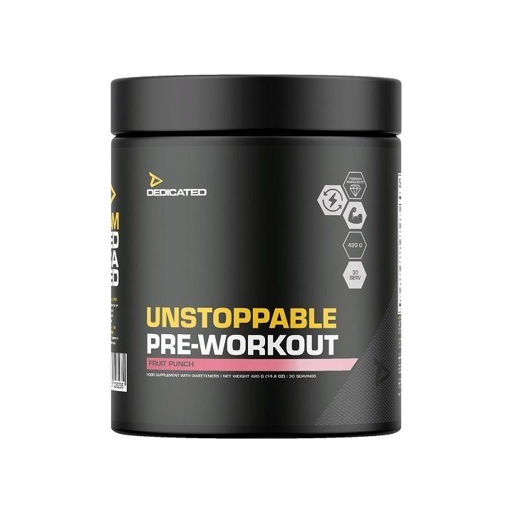Pre-workout milteliai Dedicated Nutrition Unstoppable 420 g, citrusų skonio