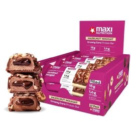 Baltyminiai batonėliai MaxiNutrition Creamy Core 12 × 45 g, lazdynų riešutų nugos skonio