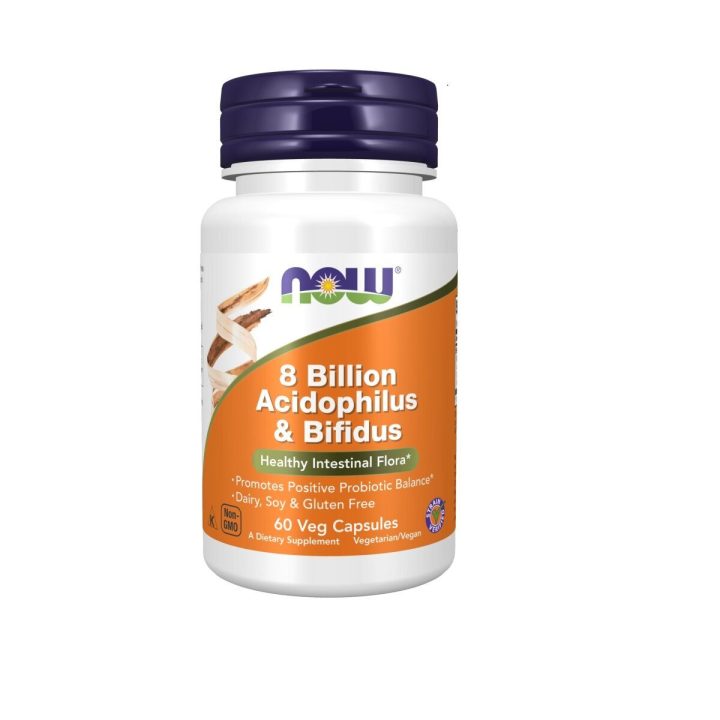 Maisto papildas su probiotikais Now Foods 8 Billion Acidophilus & Bifidus 60 kapsulių