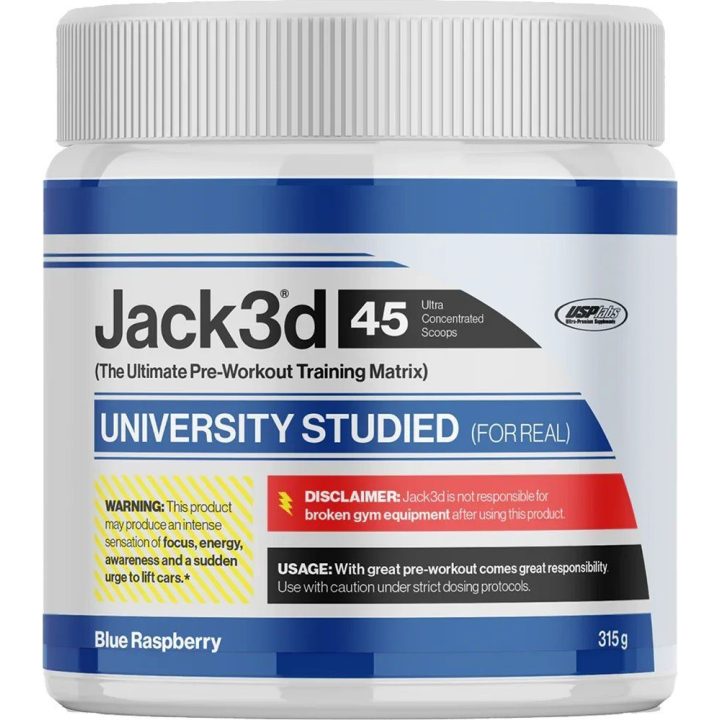 Treniruočių booster USP Labs Jack3d 315 g, mėlynių aviečių skonio