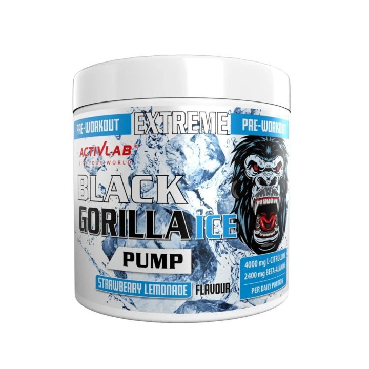 Treniruočių booster Activlab Black Gorilla Ice Pump 300 g, braškių limonado skonio