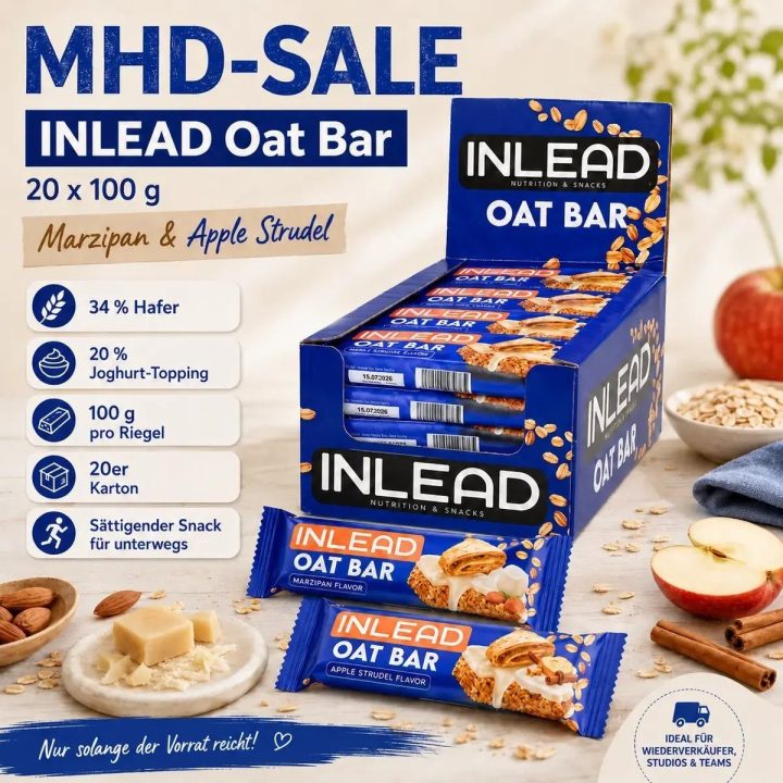 Avižinis batonėlis INLEAD 20 × 100 g, obuolių pyrago skonio