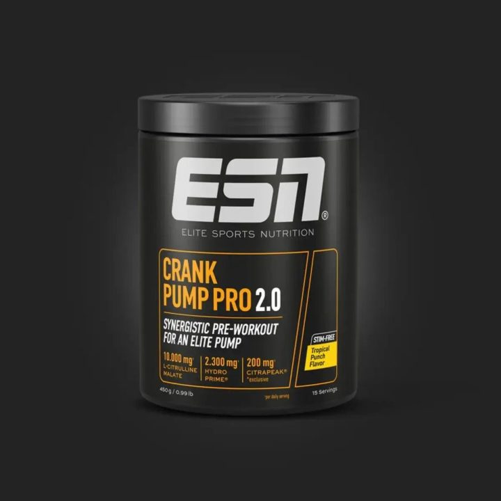 Pre-workout ESN Crank Pump Pro 2.0 450 g, be kofeino