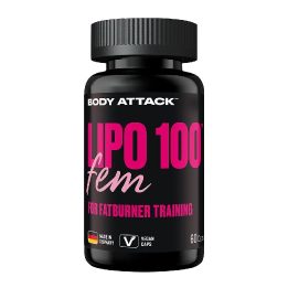 Riebalų degintojų kapsulės Body Attack Lipo 100 Fem 60 kapsulių