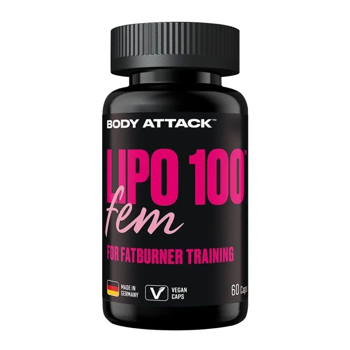 Riebalų degintojų kapsulės Body Attack Lipo 100 Fem 60 kapsulių