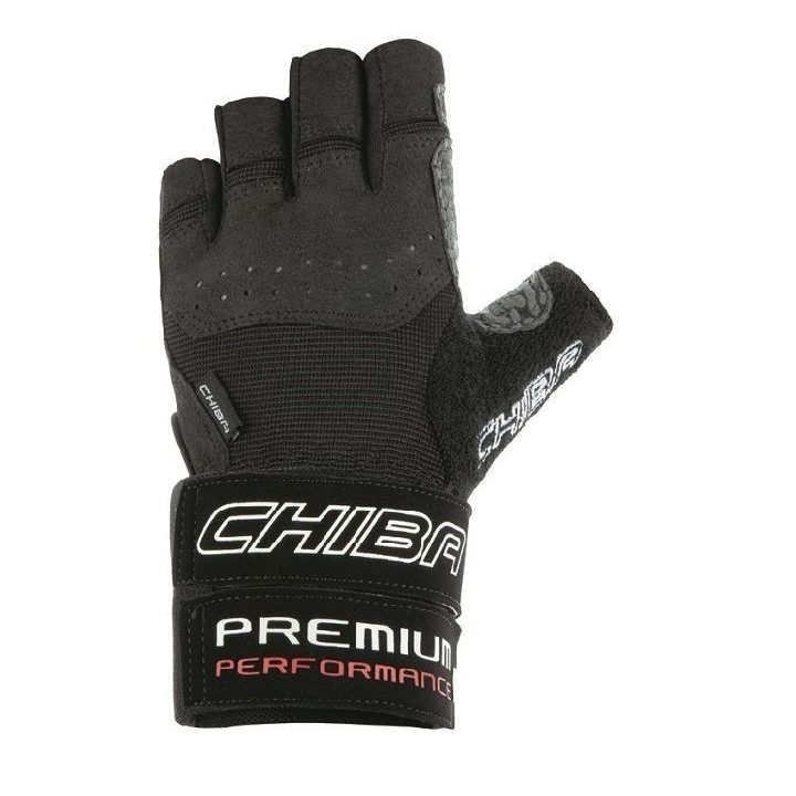 Sportinės treniruočių pirštinės su riešo atrama CHIBA Premium Wristguard 42126, juodos