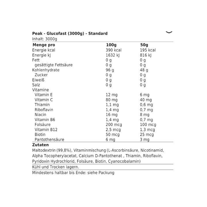 Angliavandenių milteliai Peak Glucofast 3000 g