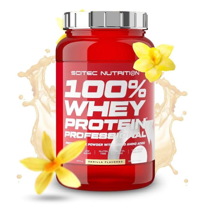 Išrūgų baltymų milteliai Scitec 100% Whey Professional 920 g, vanilės skonio