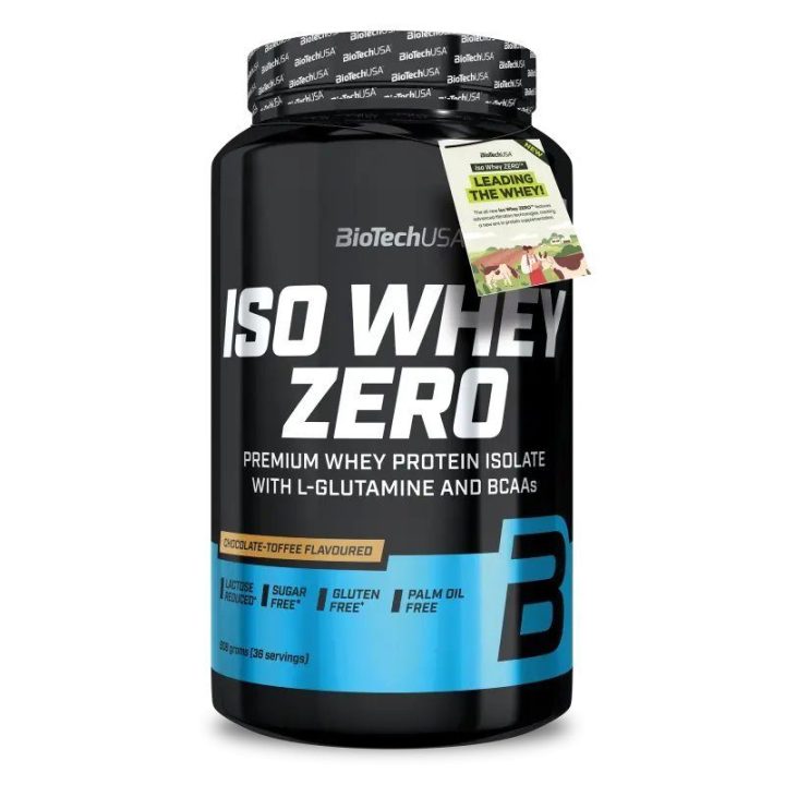 Išrūgų baltymų izoliatas BioTech Iso Whey Zero 908 g, šokolado ir irisų skonio