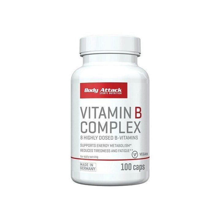 Vitaminas B kompleksas Body Attack 100 kapsulių