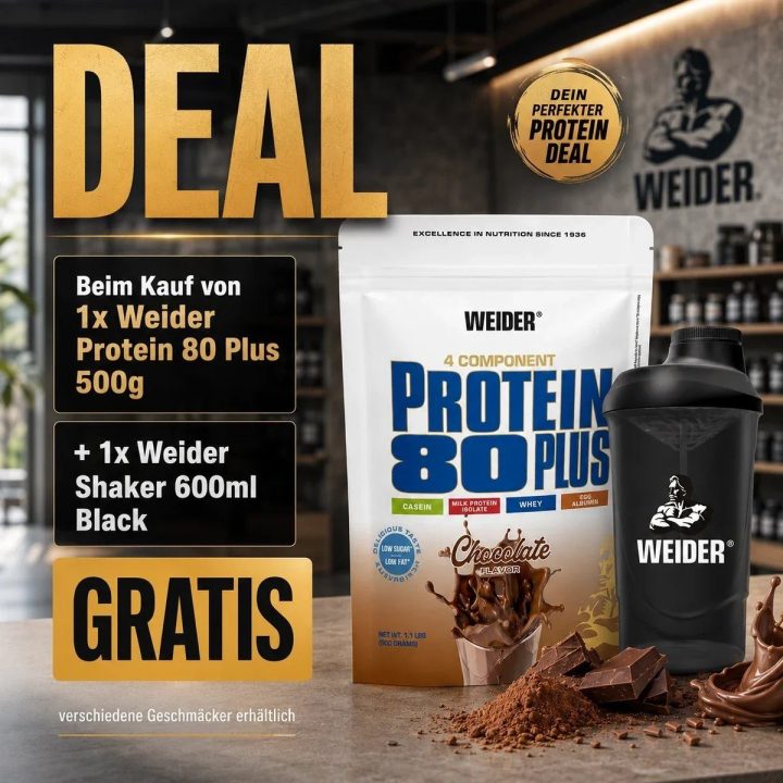 Baltymų milteliai Weider Protein 80 Plus 500 g, šokolado skonio