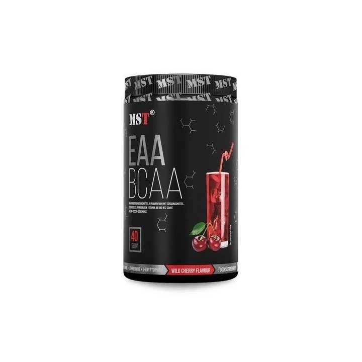 EAA ir BCAA amino rūgščių milteliai MST 520 g, laukinių vyšnių skonio